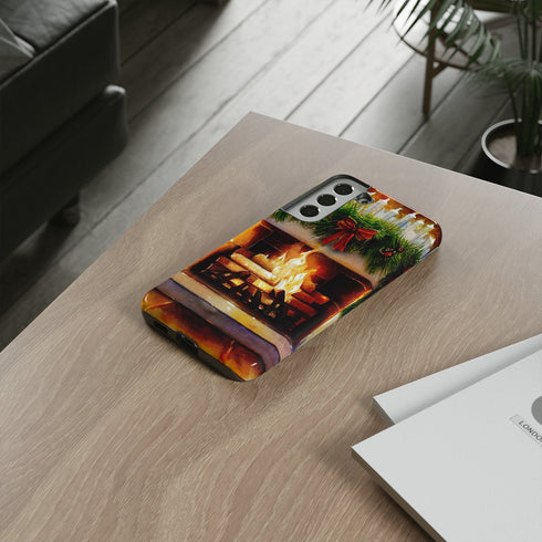 Candles on the Hearth Decorated for Christmas - Impact Resistant Phone Case
